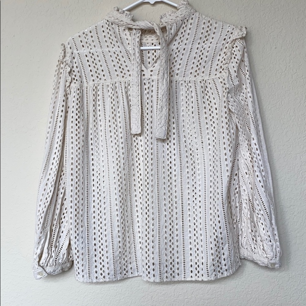 Eyelet Mockneck Ruffle Top - Picture 3 of 3